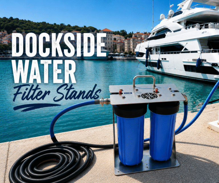 Dockside water filtration stands